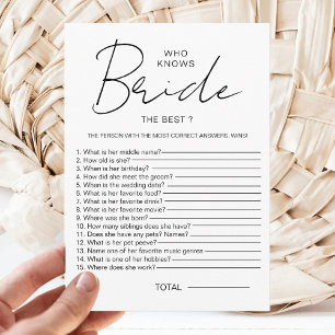 Invitation Qui connaît le mieux la mariée Jeu de Baby Shower