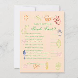 Invitation Qui connaît le mieux la mariée jeu de baby shower