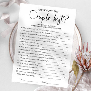 Invitation Qui connaît le mieux le couple Jeu de Baby Shower