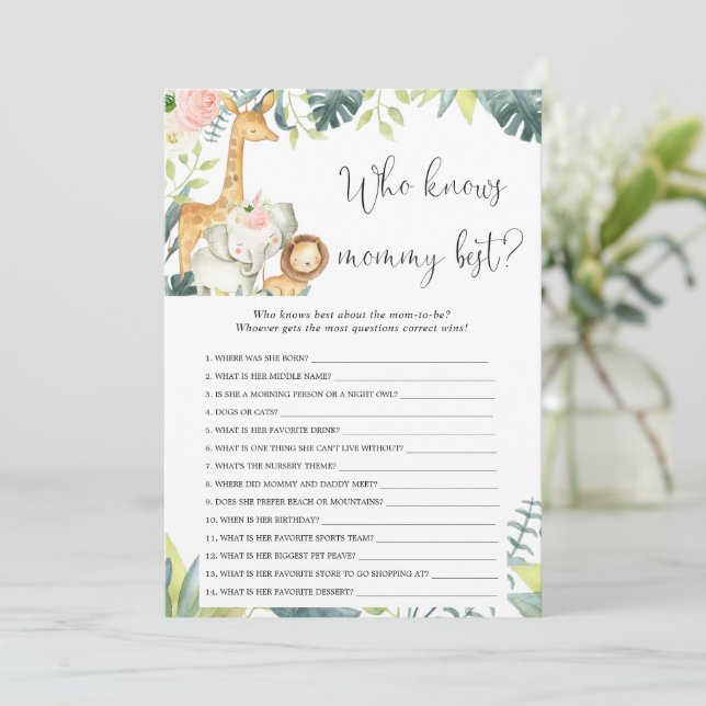 Invitation Qui connaît maman le meilleur jeu de baby shower s (Debout devant)