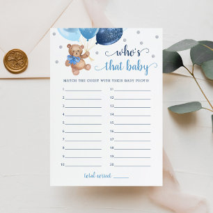 Invitation Qui est ce bébé Baby shower photo Teddy Bear Card