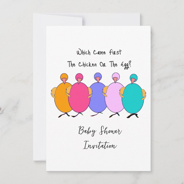 Invitation Qui est venu en premier le poulet ou l'oeuf BabySh (Devant)