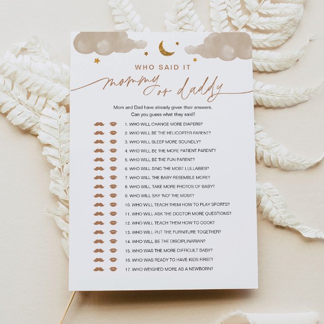 Invitation Qui l'a dit maman ou papa bébé jeu Twinkle Star (Créateur téléchargé)