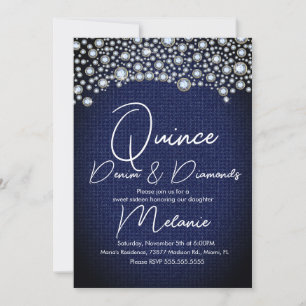 Invitation Quince Denim Diamants Gem Diamants Éparpillés