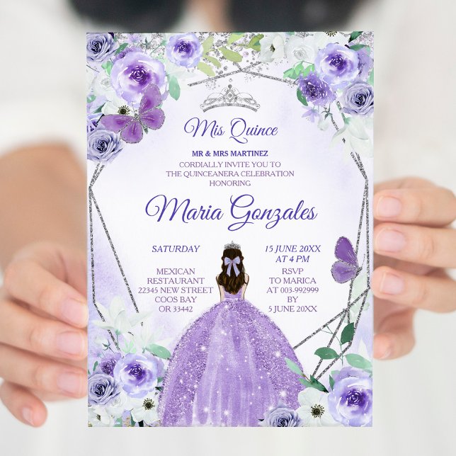 Invitation Quince Mis Silver et Purple (Créateur téléchargé)