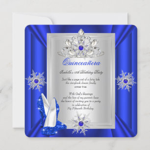 Invitation Quinceanera 15 Anniversaire fête Royal Blue Heels