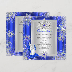 Invitation Quinceanera 15 Anniversaire fête Royal Blue Heels