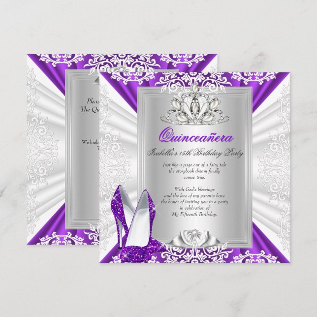 Invitation Quinceanera 15 Anniversaire Parties scintillant de (Devant / Derrière)
