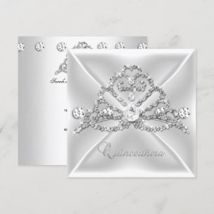 Invitation Quinceanera 15 Tiara Silver White Diamond 2