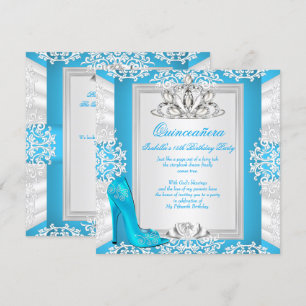 Invitation Quinceanera 15e anniversaire Cendrillon bleu talon