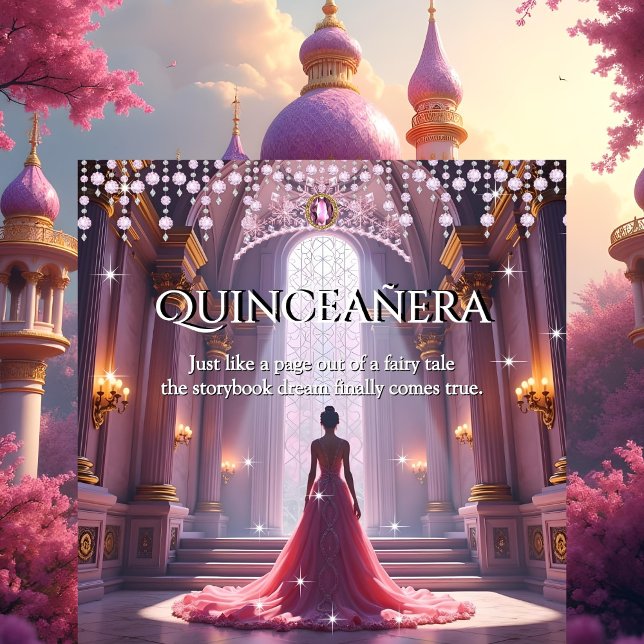 Invitation Quinceanera 15e Anniversaire Château rose violet R (Créateur téléchargé)