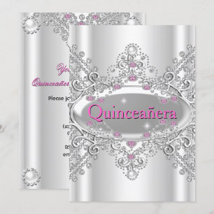 Invitation Quinceañera 15e anniversaire de fête Diamants rose