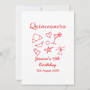Invitation Quinceanera 15e anniversaire de la plage rouge fêt