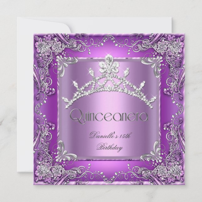 Invitation Quinceanera 15e anniversaire fête violet 2 (Devant)