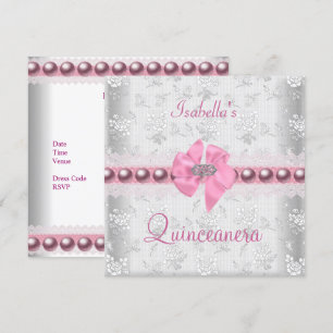 Invitation Quinceanera 15e Anniversaire Jolies Dentelle Rose