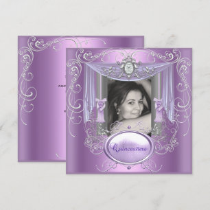 Invitation Quinceanera 15e anniversaire Lilac rose Silver Sta
