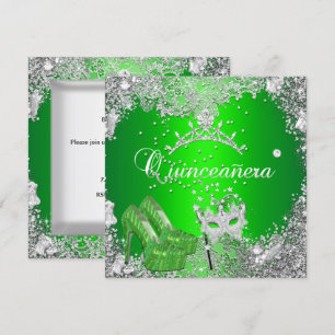 Invitation Quinceanera 15e Anniversaire Lime Masque d'argent 