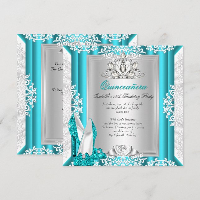 Invitation Quinceanera 15e anniversaire Parties scintillant d (Devant / Derrière)