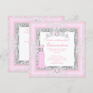 Invitation Quinceanera 15e anniversaire Pearl Lace rose clair