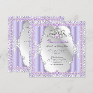 Invitation Quinceanera 15e anniversaire Pearl Purple Argent