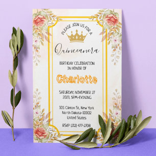 Invitation Quinceanera 15e anniversaire pour fille espagnole