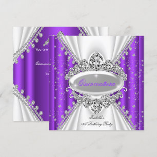 Invitation Quinceanera 15e anniversaire Princesse Purple Tiar