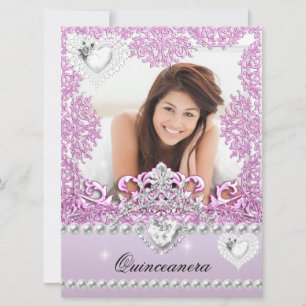 Invitation Quinceanera 15e Anniversaire Rose Lilas Argent Bla