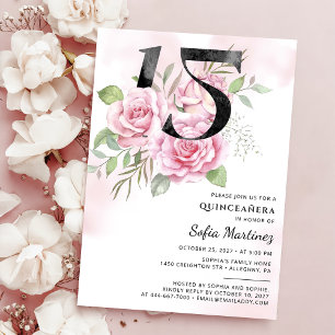 Invitation Quinceanera 15e anniversaire Rustique Floral