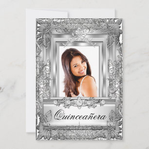 Invitation Quinceañera 15e Anniversaire Tiare Argent