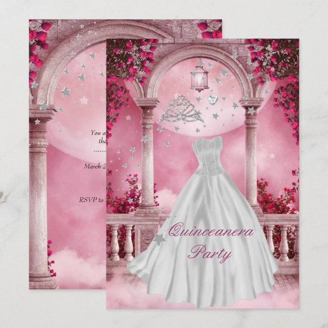 Invitation Quinceanera 15e fête d'anniversaire (Devant / Derrière)