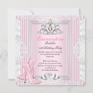 Invitation Quinceanera 15e fête d'anniversaire Chaussures ros