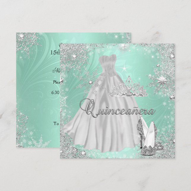 Invitation Quinceanera 15e fête d'anniversaire d'argent de la (Devant / Derrière)