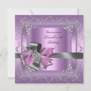 Invitation Quinceanera 15e fête d'anniversaire Lilac Pink Sil