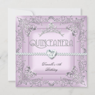 Invitation Quinceanera 15e fête d'anniversaire Pink Tiara Sil