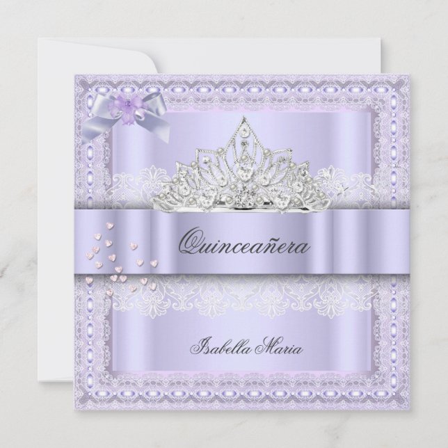 Invitation Quinceanera 15e fête d'anniversaire Purple Lilac 2 (Devant)