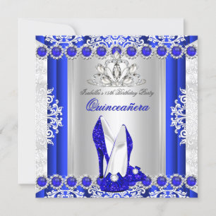 Invitation Quinceanera 15e fête d'anniversaire Royal Blue Hee