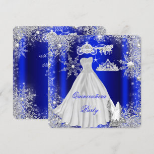 Invitation Quinceanera 15e fête d'anniversaire royale bleue