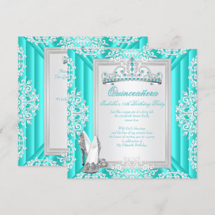 Invitation Quinceanera 15e fête d'anniversaire Turquoise bleu