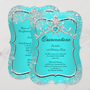 Invitation Quinceanera 15e hiver Wonderland Aqua Pearl