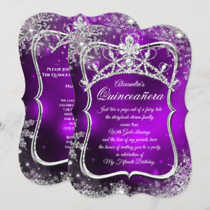 Invitation Quinceanera 15e hiver Wonderland Argent violet