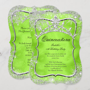 Invitation Quinceanera 15e hiver Wonderland Lime Green