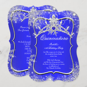 Invitation Quinceanera 15e hiver Wonderland Royal Blue