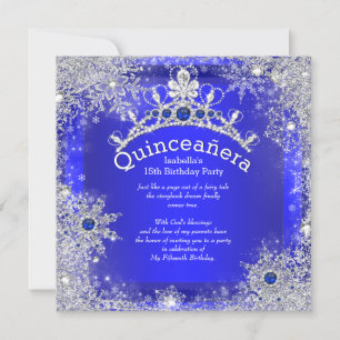 Invitation Quinceanera 15e hiver Wonderland Royal Blue