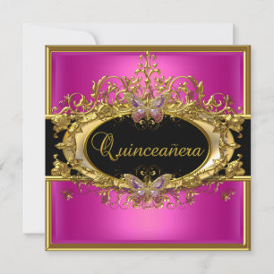 Invitation Quinceanera 15e Hot Rose Gold Black Girls