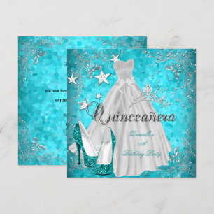 Invitation Quinceanera 15e Parties scintillant Turquoise de S