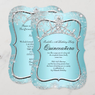 Invitation Quinceanera 15e Winter Wonderland Silver Blue