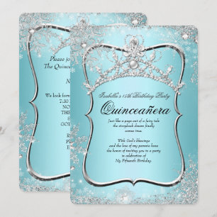 Invitation Quinceanera 15e Winter Wonderland Silver Blue