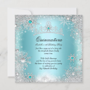 Invitation Quinceanera 15e Winter Wonderland Silver Blue 2