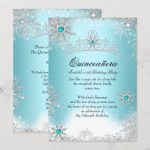 Invitation Quinceanera 15e Winter Wonderland Silver Blue 2