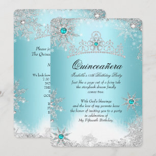 Invitation Quinceanera 15e Winter Wonderland Silver Blue 2